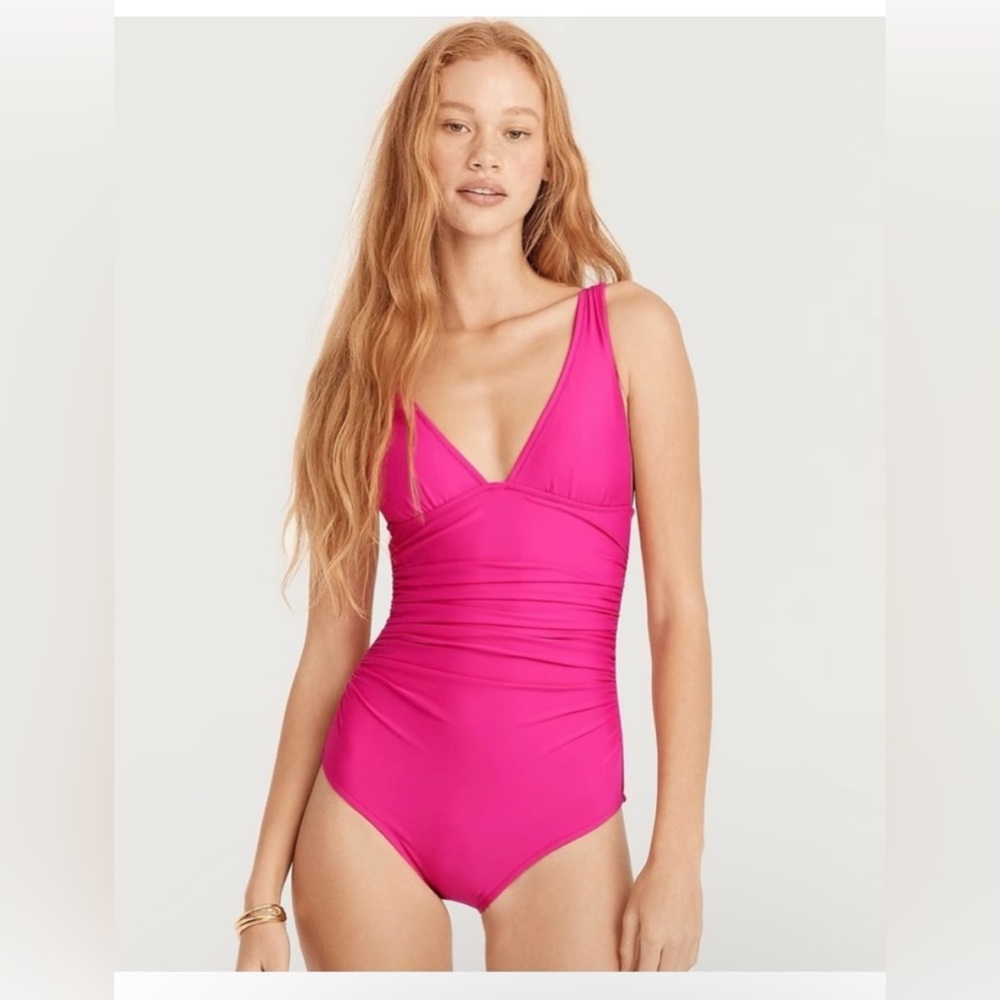 NWT J. Crew Vibrant Pink One-Piece Swimsuit 10